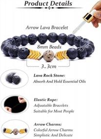 img 3 attached to 8Mm Lava Rock Stone Bead Bracelet Set For Women Men - Adjustable Arrow Essential Oil Diffuser Jewelry