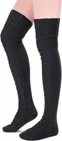 img 1 attached to Warm Cable Knit Thigh High Boot Socks For Women - Over The Knee Winter Stocking Leg Warmers By SOCKFUN