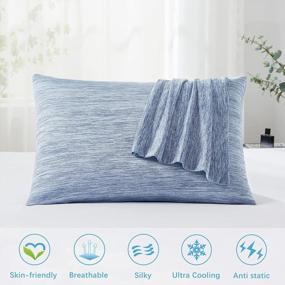 img 2 attached to Stay Cool And Comfy All Night With LUXEAR Double-Sided Arc-Chill Cooling Pillowcases (2 Pack) - Blue, 20X26''