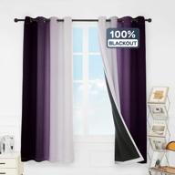 anjee full blackout curtains for bedroom - 100% light blocking, heavy-duty, noise-reducing, thermal-insulated, grommet top, full darkening drapes - 2 panels, 52 x 84 inches, in purple logo