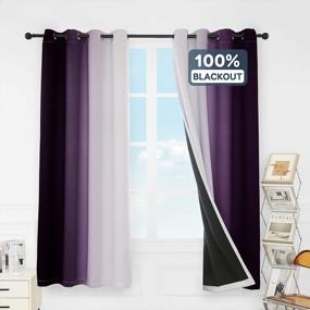 img 4 attached to Anjee Full Blackout Curtains For Bedroom - 100% Light Blocking, Heavy-Duty, Noise-Reducing, Thermal-Insulated, Grommet Top, Full Darkening Drapes - 2 Panels, 52 X 84 Inches, In Purple