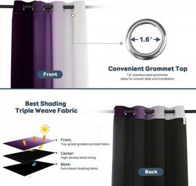 img 1 attached to Anjee Full Blackout Curtains For Bedroom - 100% Light Blocking, Heavy-Duty, Noise-Reducing, Thermal-Insulated, Grommet Top, Full Darkening Drapes - 2 Panels, 52 X 84 Inches, In Purple