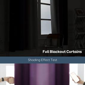 img 3 attached to Anjee Full Blackout Curtains For Bedroom - 100% Light Blocking, Heavy-Duty, Noise-Reducing, Thermal-Insulated, Grommet Top, Full Darkening Drapes - 2 Panels, 52 X 84 Inches, In Purple