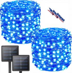 img 4 attached to BHCLIGHT Solar String Lights Outdoor, 8 Modes Waterproof Fairy Lights For Christmas Party Holiday - Blue (Upgraded Super Durable)