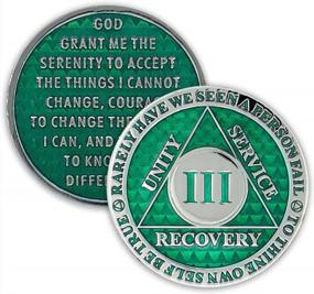 img 4 attached to Green Triplate AA Chip: 3 Year Sobriety Coin For Recovery Anniversary And Legacy Celebration