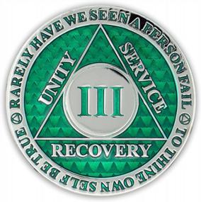 img 2 attached to Green Triplate AA Chip: 3 Year Sobriety Coin For Recovery Anniversary And Legacy Celebration