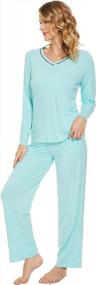 img 1 attached to Women'S Bamboo Pajamas Set - Soft Sleepwear Long Sleeves Top & Pants PJs Loungewear (S-XXL)