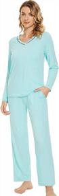 img 4 attached to Women'S Bamboo Pajamas Set - Soft Sleepwear Long Sleeves Top & Pants PJs Loungewear (S-XXL)