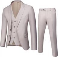 men's 3-piece skinny casual suit set with 2-button jacket, vest, and dress pants for tuxedo look logo