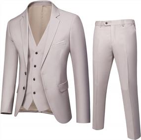img 4 attached to Men'S 3-Piece Skinny Casual Suit Set With 2-Button Jacket, Vest, And Dress Pants For Tuxedo Look