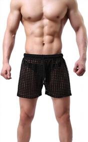 img 4 attached to Men'S Breathable Mesh Lounge Shorts With Sexy Hollow Design - Linemoon Boxer Underwear