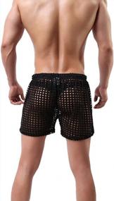 img 3 attached to Men'S Breathable Mesh Lounge Shorts With Sexy Hollow Design - Linemoon Boxer Underwear