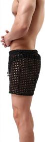 img 2 attached to Men'S Breathable Mesh Lounge Shorts With Sexy Hollow Design - Linemoon Boxer Underwear