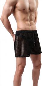 img 1 attached to Men'S Breathable Mesh Lounge Shorts With Sexy Hollow Design - Linemoon Boxer Underwear