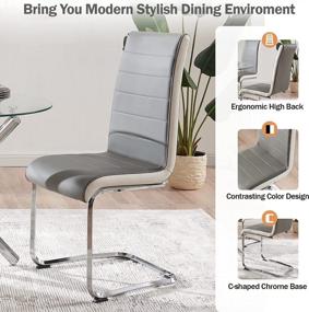 img 2 attached to Dining Room Chairs Set Of 6,Modern Indoor Kitchen Chairs,Sturdy Chrome Chair Legs And Faux Leather,Ergonomic Design With High Back Soft Padded For Home Kitchen:W 16.5"X D 16.9"X H 39.8"(6 Grey Chairs)