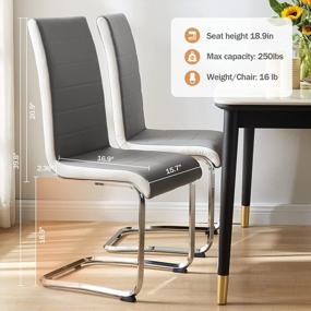 img 1 attached to Dining Room Chairs Set Of 6,Modern Indoor Kitchen Chairs,Sturdy Chrome Chair Legs And Faux Leather,Ergonomic Design With High Back Soft Padded For Home Kitchen:W 16.5"X D 16.9"X H 39.8"(6 Grey Chairs)
