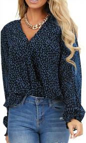 img 3 attached to Stylish Women'S Blouses: Long Sleeve V-Neck Casual Floral Leopard Prints On Loose Chiffon Tops And Tees By MLEBR
