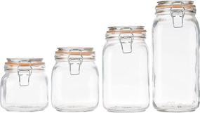 img 3 attached to Oggi 4 Piece Airtight Glass Storage Containers Set - Farmhouse Kitchen Décor with Clamp Lids and Silicone Seals - Clear and Durable Food Storage Solution