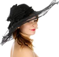 flower cloche women's hat with wide brim for weddings, parties, and church - kentucky derby style logo