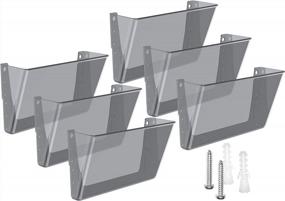 img 4 attached to MaxGear Acrylic Wall File Holder - 6 Pocket Organizer For Office & Home (13X4X7" Smoke)