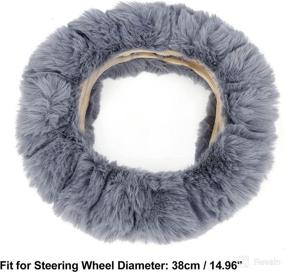 img 2 attached to X AUTOHAUX Universal 15 Inch 38Cm Warm Faux Fur Fluffy Car Steering Wheel Cover With Handbrake Cover Gear Shift Cover Set Gray