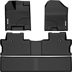 img 4 attached to 🚗 OEDRO Honda Ridgeline Crew Cab Floor Mats 2017-2022: Custom Fit Black TPE All Weather Liner Set for Front, 2nd Seats, and Cargo Area