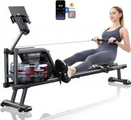 yosuda magnetic foldable rowing machine - 350 lb weight capacity for home use with lcd monitor, tablet holder, and comfortable seat cushion logo