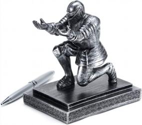 img 4 attached to Gray Executive Knight Pen Holder Desk Organizer With A Pen - Best Gift For Friends