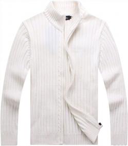 img 1 attached to Lentta Men'S Solid Cotton Cardigan Sweater With Full Zipper And Stand Collar, Long Sleeve