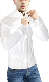 img 2 attached to Lentta Men'S Solid Cotton Cardigan Sweater With Full Zipper And Stand Collar, Long Sleeve