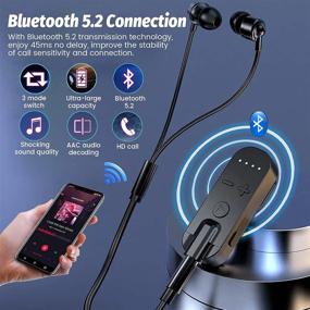 img 3 attached to 🎧 Enhanced Bluetooth V5.2 Receiver Headset: Clip-On Wireless 3.5mm Jack Aux Cable for Sport Headphones, Speakers, Car/Home Stereo System - Red