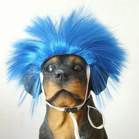 img 4 attached to Blue Short High-Temperature Wire Wig For Tangpan Dogs - Perfect For Your Beloved Pet