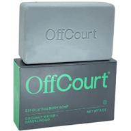 experience a luxurious deep cleanse with offcourt's exfoliating body soap for all skin types - infused with the rejuvenating scent of coconut water and sandalwood logo