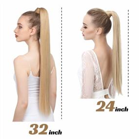 img 2 attached to 24 Inch SARLA Dirty Blonde Ponytail Hair Extension - Straight Synthetic Wrap Around For Women And Girls