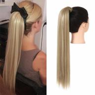 24 inch sarla dirty blonde ponytail hair extension - straight synthetic wrap around for women and girls logo