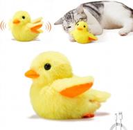 potaroma cat toys rechargeable flapping duck 4" with silvervine catnip, lifelike quack chirping, beating wings cat kicker toys, touch activated kitten toy plush interactive cat exercise toys logo