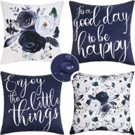 navy and white waterproof pillow covers: perfect outdoor/indoor decor for your patio furniture - set of 4 by merrycolor logo