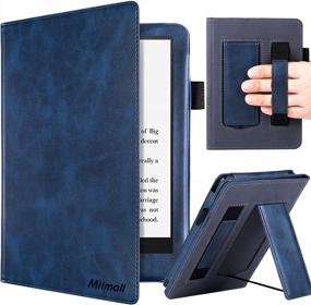 img 4 attached to Protect Your Kindle Paperwhite 11Th In Style With Miimall'S Leather Case - Hand Strap, Kickstand & Auto Wake/Sleep Feature Included!