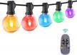 hbn 25ft outdoor string lights rgbw-remote controlled outside string lights multicolor, 27 led g40 bulbs (2 spare) shatterproof & dimmable, ip44 waterproof & extendable, remote included, 80 lumens logo