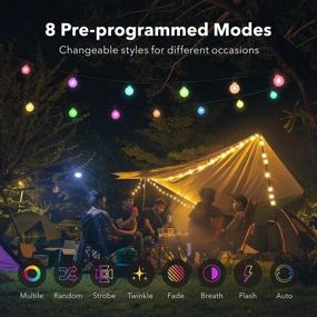 img 1 attached to HBN 25Ft Outdoor String Lights RGBW-Remote Controlled Outside String Lights Multicolor, 27 LED G40 Bulbs (2 Spare) Shatterproof & Dimmable, IP44 Waterproof & Extendable, Remote Included, 80 Lumens