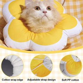 img 3 attached to 🌸 Soft Flower Cat Cone Collar for Medical Recovery, Anti-Bite Scratch Adjustable Stop Licking E Collar, Breathable Waterproof Elizabethan Collar for Cat Kitten Puppy, Cat Pillow Included