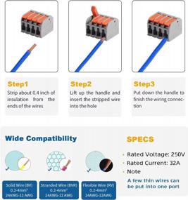 img 2 attached to Комплект из 50 рычажных разъемов для проводов - 2/3/4/5 портов для одножильных и гибких многожильных проводов AWG 24-12 | Соединители для безболезненного сращивания