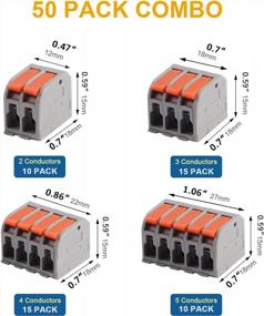 img 3 attached to Комплект из 50 рычажных разъемов для проводов - 2/3/4/5 портов для одножильных и гибких многожильных проводов AWG 24-12 | Соединители для безболезненного сращивания