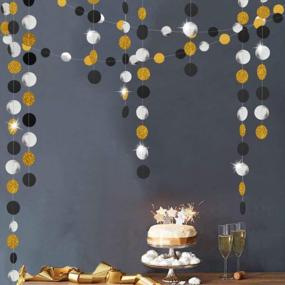 img 4 attached to 🎉 Decor365 Gold Back Circle Dots Garland Streamers Party Decorations Glitter Black Hanging Streamer Banner Backdrop Decoration for Birthday, Wedding, New Year, Graduation