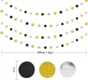 img 1 attached to 🎉 Decor365 Gold Back Circle Dots Garland Streamers Party Decorations Glitter Black Hanging Streamer Banner Backdrop Decoration for Birthday, Wedding, New Year, Graduation