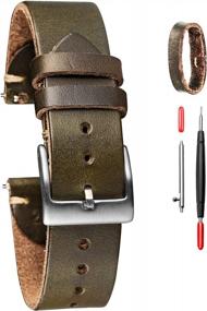 img 4 attached to Handmade Horween Leather Watch Bands For Men - Quick Release, Soft Vintage Replacement Strap