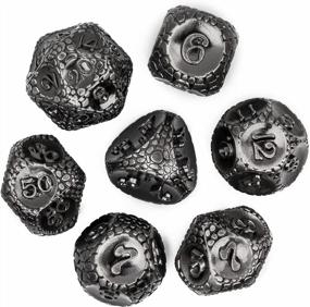 img 2 attached to UDIXI 7PCS Metal DND Dice Set, Cobblestone Pattern Polyhedral D&D Dice Set D N D Dice For Dungeons And Dragons, Metal Dice Set D&D For Role Playing Dice (Ancient Silver)