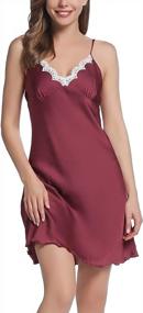 img 4 attached to Luxurious Joyaria Womens Satin Slip Nightgown With Super Soft Feel And Lace Trim