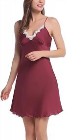 img 3 attached to Luxurious Joyaria Womens Satin Slip Nightgown With Super Soft Feel And Lace Trim