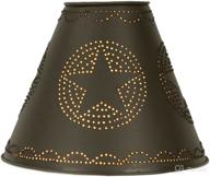 🌟 rustic brown punched tin star lamp shade: 4x10x8 inches - find affordable lighting solution now! логотип